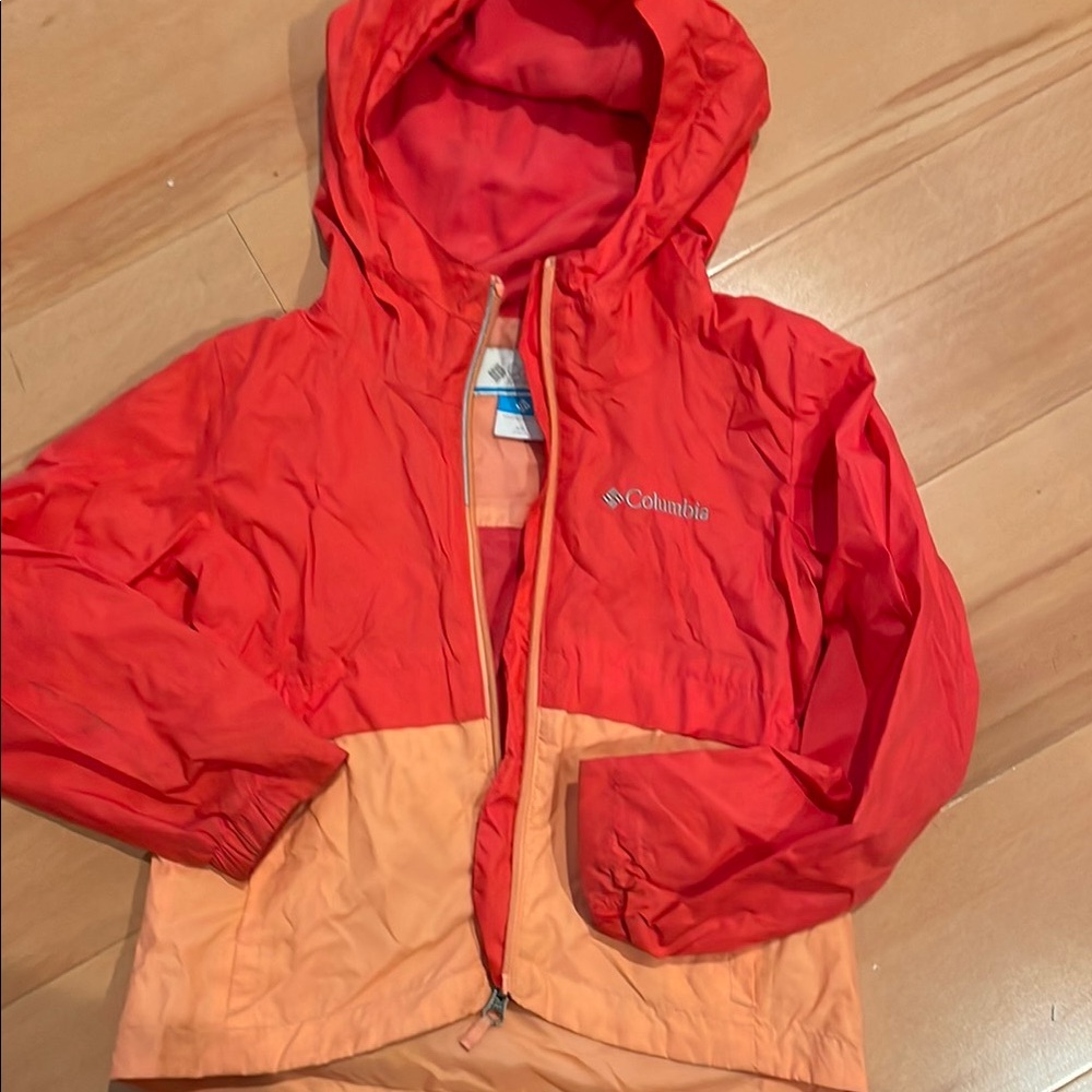 Girls pink and peach Columbia rain shell